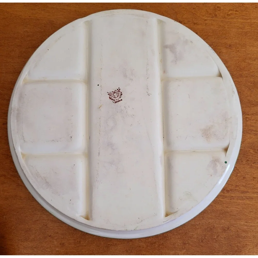 Vintage Divided Ceramic Candy Dish Plate Handpainted Japan RARE Floral Design‎